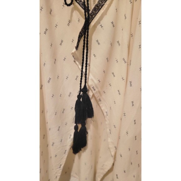 Japna Cream/Black Viscose Cardigan Kimono Women's Size Small. Boho, Tassel - Picture 3 of 10
